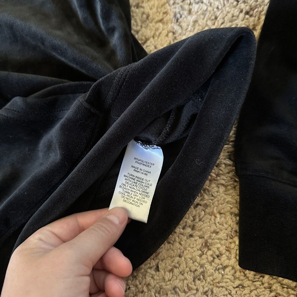 Juicy Couture Y2K Black Womens Velour Zip Up Hoodie - Picture 4 of 7